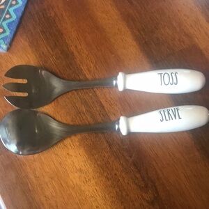 Toss & Serve Salad Utensil Set - White Handles